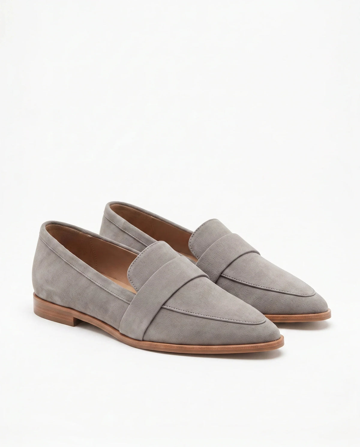 Damen Wildleder Loafer mit Spitzer Zehenpartie und Zierriemen 10