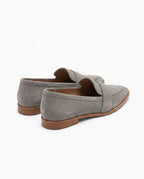 Damen Wildleder Loafer mit Spitzer Zehenpartie und Zierriemen 11