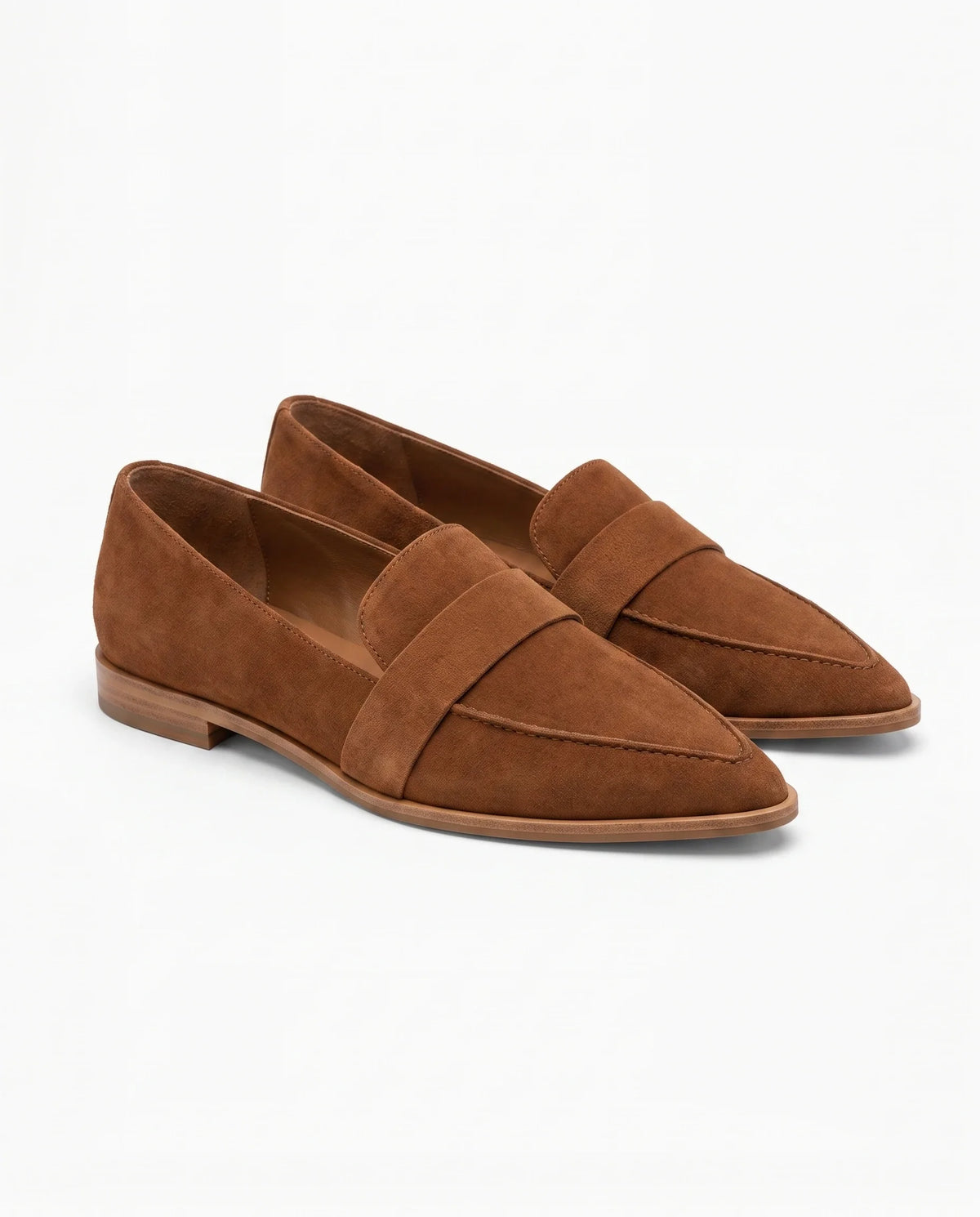 Damen Wildleder Loafer mit Spitzer Zehenpartie und Zierriemen 2
