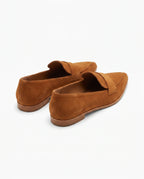 Damen Wildleder Loafer mit Spitzer Zehenpartie und Zierriemen 3