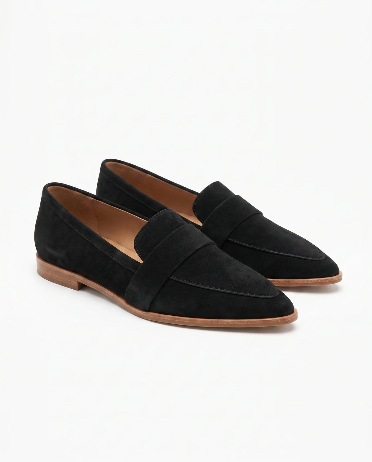 Damen Wildleder Loafer mit Spitzer Zehenpartie und Zierriemen 6