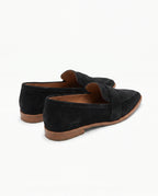 Damen Wildleder Loafer mit Spitzer Zehenpartie und Zierriemen 7