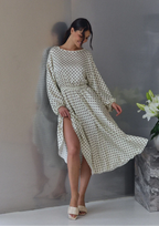 Damen Midikleid mit Weiten Langen Ärmeln und Punktedruck Ansicht 3