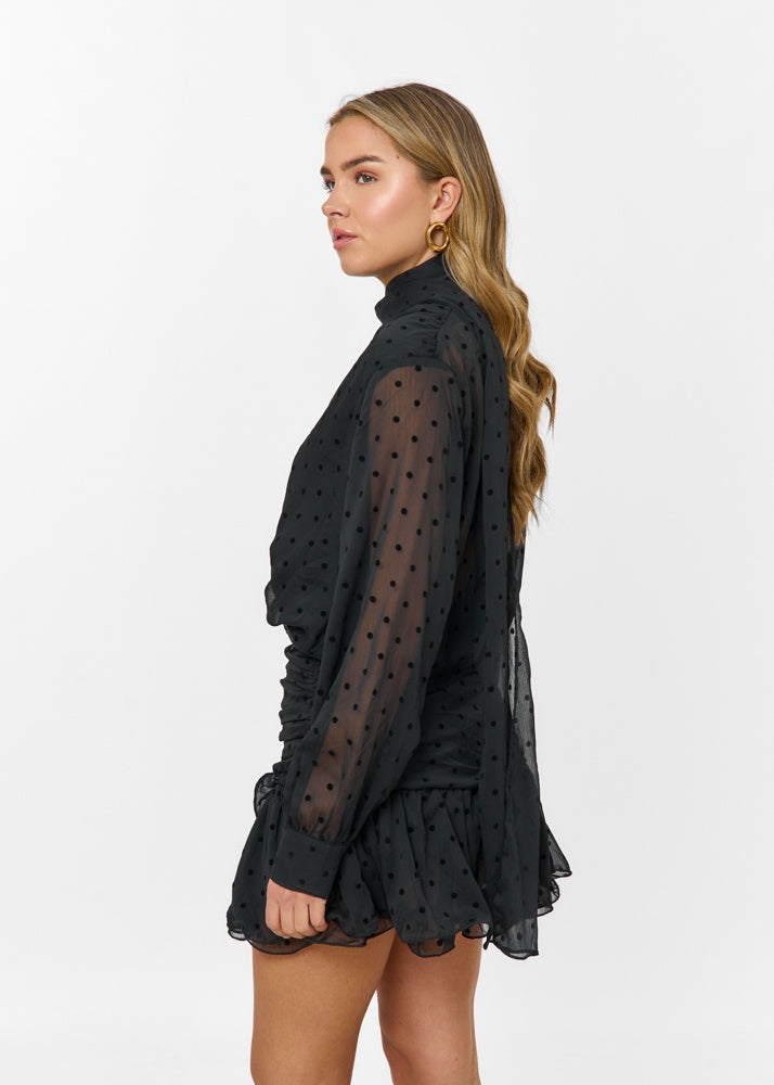 Damen Minikleid mit Langen Ärmeln, Wickelschnitt und Volant am Saum Ansicht 12