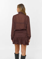 Damen Minikleid mit Langen Ärmeln, Wickelschnitt und Volant am Saum Ansicht 4