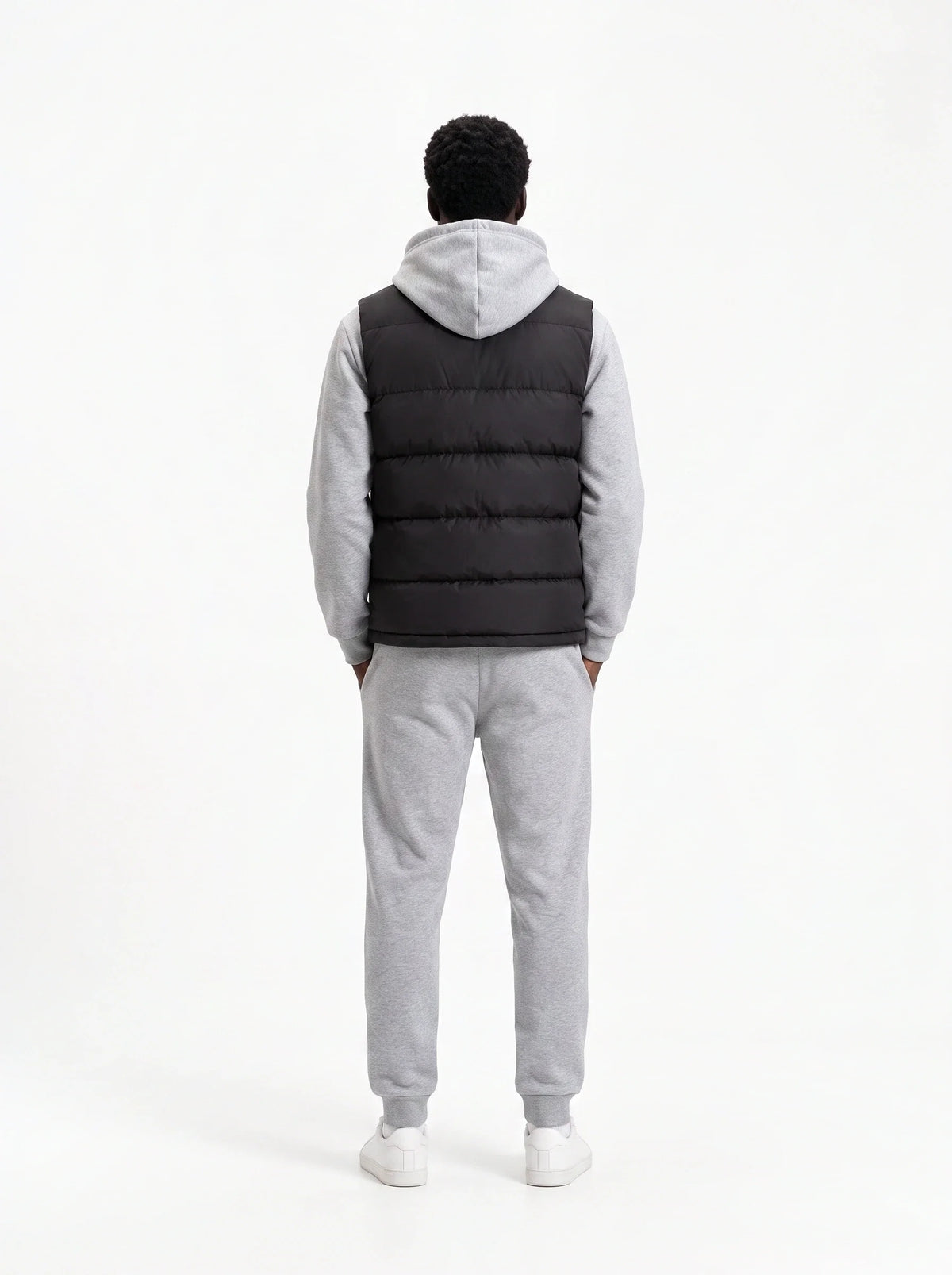 Herren Hoodie, Gesteppte Weste und Joggerhose Set 11