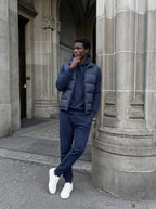 Herren Hoodie, Gesteppte Weste und Joggerhose Set 16