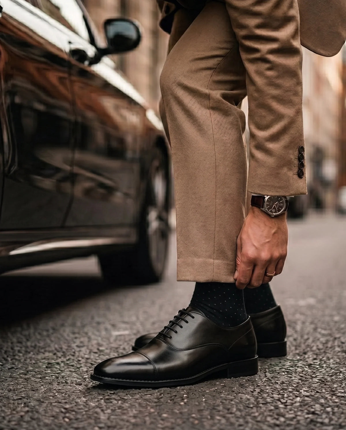 Herren Oxford Schnürschuhe mit Ziernaht an der Zehenkappe 4
