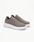 Herren Slip-On Sneaker aus Strick auf Dicker Weißer Sohle 18