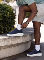 Herren Slip-On Sneaker aus Strick auf Dicker Weißer Sohle 4