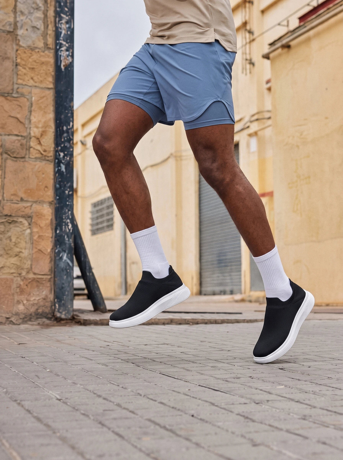 Herren Slip-On Sneaker aus Strick auf Dicker Weißer Sohle 8