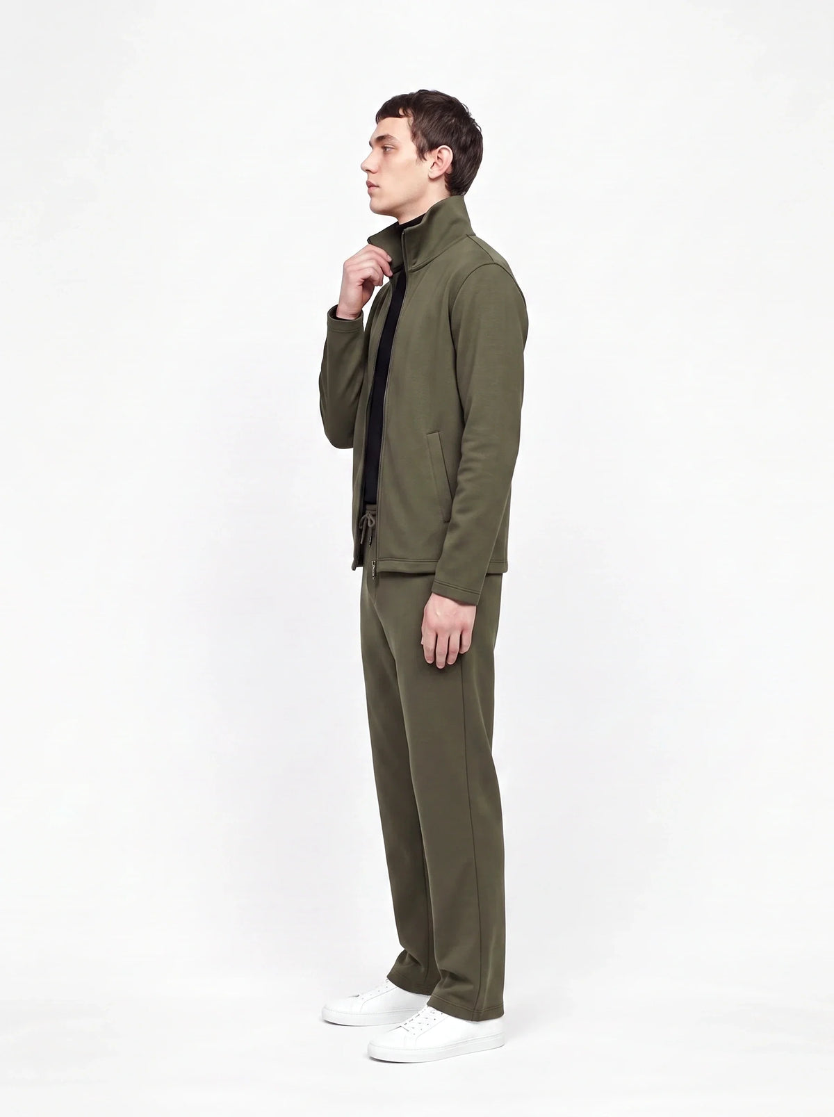 Herren Sweatjacke und Weite Hose Set mit Stehkragen 14