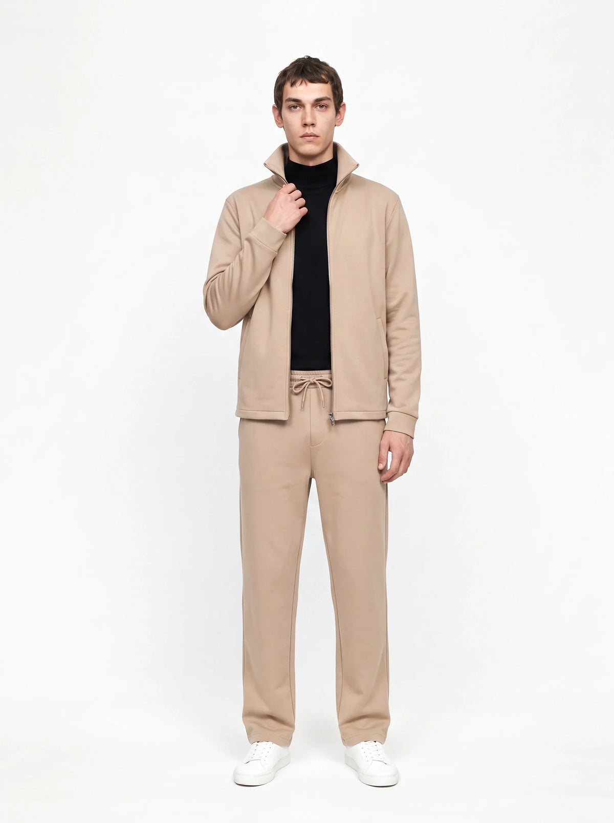 Herren Sweatjacke und Weite Hose Set mit Stehkragen 21