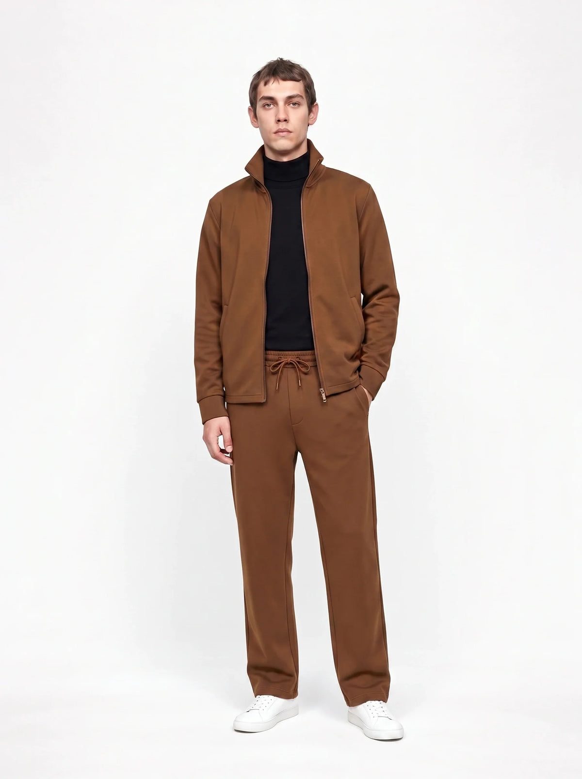 Herren Sweatjacke und Weite Hose Set mit Stehkragen 5