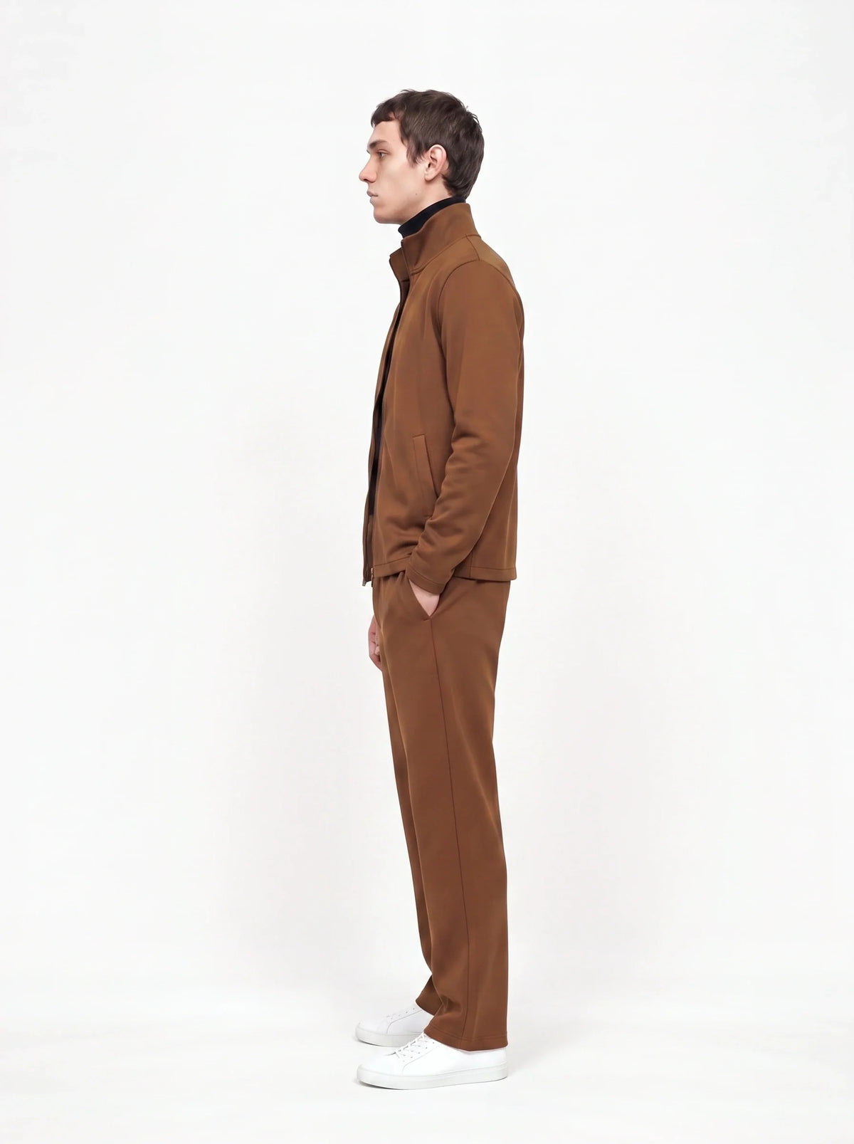 Herren Sweatjacke und Weite Hose Set mit Stehkragen 6