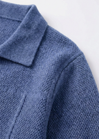 Herren Hemdjacke aus Strick mit Knopfleiste und Aufgesetzten Taschen