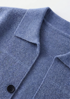 Herren Hemdjacke aus Strick mit Knopfleiste und Aufgesetzten Taschen