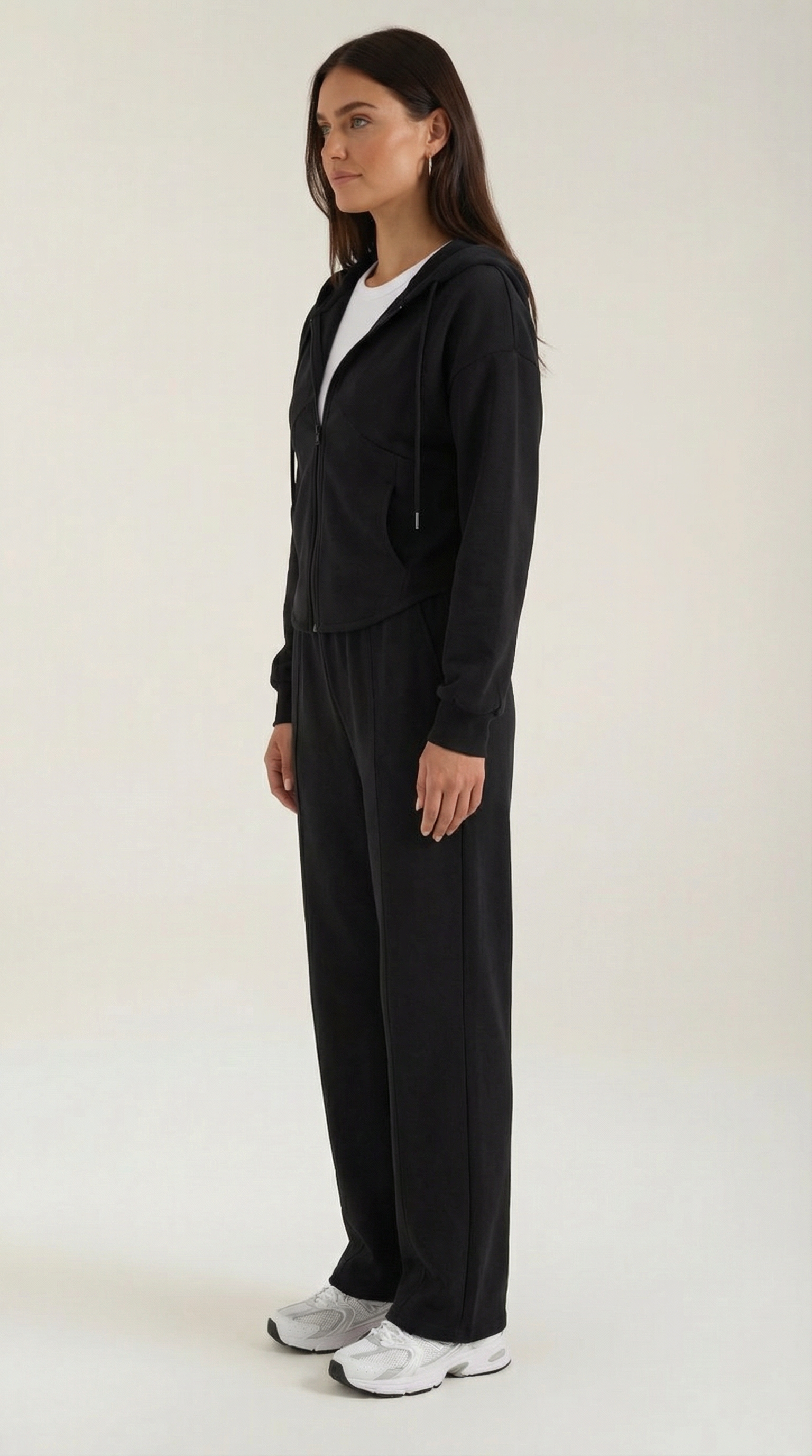 Damen Hoodie und Weithosen Set mit Reißverschluss